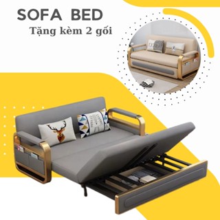 Sofa Giường Thông Minh Có Ngăn Chưa Đồ, Giường Gấp Gọn Khung Sắt Kèm Đệm Và 2 Gối