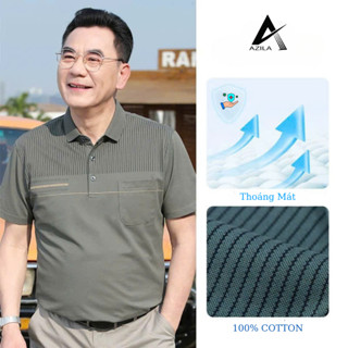 [ CAO CẤP ] Áo Thun Nam Trung Niên Cộc Tay Chất Thun Lạnh  Co Giãn Thoải Mái Thấm Hút Mồ Hôi Tốt, Áo Polo Cổ Bẻ  - PL01