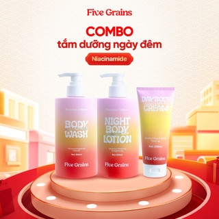 Bộ ba giúp dưỡng trắng chuyên sâu Five Grains (Sữa tắm 500ML & Kem dưỡng nâng tone 200ML & Kem dưỡng ban đêm 500ML)