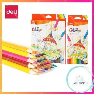 Chì màu Deli C130 - 24 màu, hộp giấy, 3 cạnh học sinh