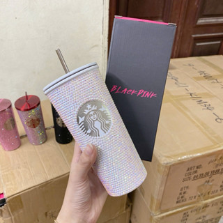  Ly giữ nhiệt Starbucks đính đá Rhinestone 750ml,Bình nước inox 340 nắp kín fullbox hãng kèm ống hút 