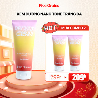 Kem dưỡng Five Grains trắng da Niacinamide, Alpha-Arbutin nâng tone ban ngày 200ML