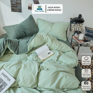 Bộ 4 món chăn ga gối đệm cotton tici trơn cao cấp Otama Bedding drap nệm trải giường bo chun kích thước 1m6 1m8 2m
