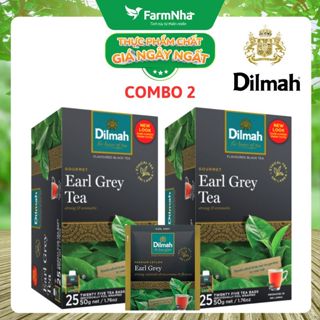 (Combo 2) Trà Dilmah Premium Ceylon Earl Grey Bá Tước 50g 25 túix2g Túi Bạc Riêng Biệt - Tinh Hoa Trà Bá Tước