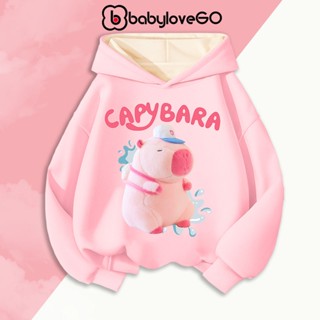 Áo hoodie bé gái BabyloveGo áo nỉ cho bé chất nỉ hai lớp dày mịn ấm áp in hình Capybara siêu dễ thương
