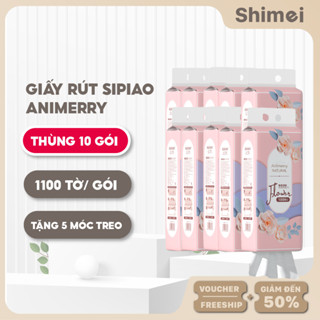 [Tặng Kèm Móc Treo] Thùng 10 Bịch Giấy Rút Treo Tường Animerry Hoa Hồng - Không Bụi, Giấy Dai Không Rách