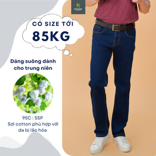  Quần jean nam trung niên Thái Khang loại vải co dãn thoải mái thiết kế ống suông QUAN09 