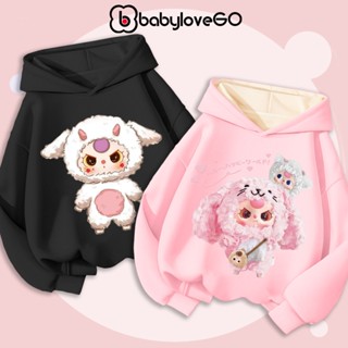 Áo hoodie bé gái BabyloveGo áo khoác cho bé gái chất nỉ hai da dày ấm in hình Baby Three mẫu mới