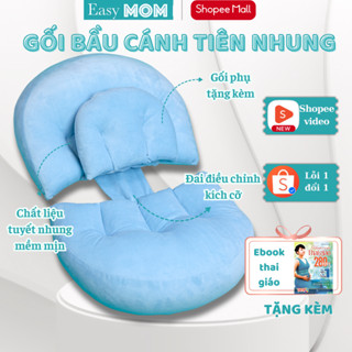 Gối bầu cánh tiên Easy MOM vải nhung mềm mịn cao cấp giúp nâng đỡ bụng, giảm đau lưng cho mẹ bầu ngủ ngon