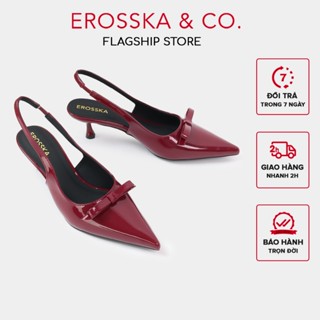 Erosska - Giày cao gót mũi nhọn phối nơ thời trang màu đỏ cao 6cm - EH057