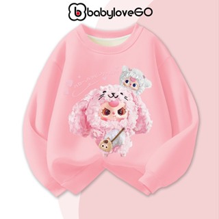Áo nỉ cho bé gái BabyloveGO áo sweater chất nỉ hai da dày mịn ấm áp cho bé in hình Baby Three