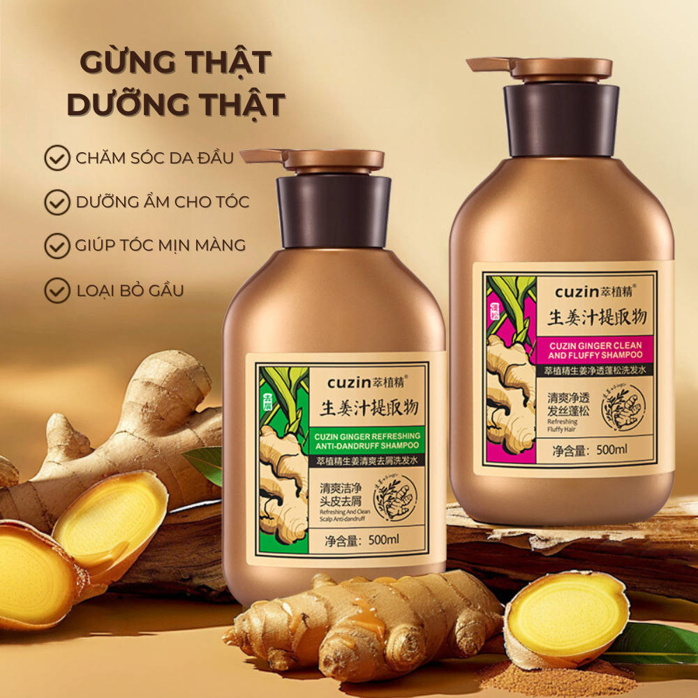 Dầu Gội Dầu Xả Gừng Giảm Rụng Tóc CUZIN Kiểm Soát Dầu Nhờn Giảm Gàu Kích Thích Mọc Tóc BXK COSMETICS