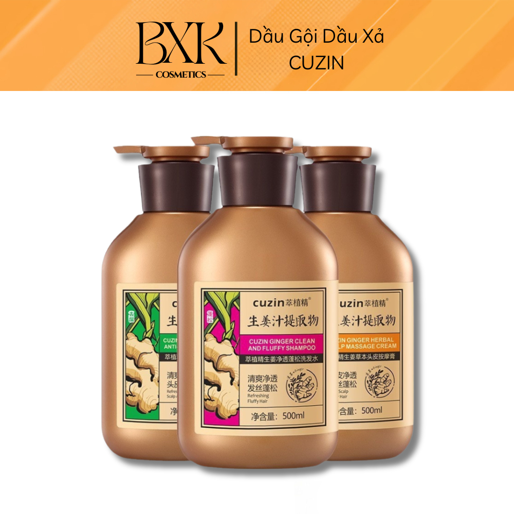 Dầu Gội Dầu Xả Gừng Giảm Rụng Tóc CUZIN Kiểm Soát Dầu Nhờn Giảm Gàu Kích Thích Mọc Tóc BXK COSMETICS