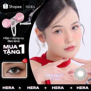  Kính Áp Tròng Hera Xám Lụa Mềm 0-8 Độ SILK GRAY Nhập Khẩu Hàn Quốc Lens Khóa Ẩm 97% MPC Cao Cấp Cận 6 Tháng 