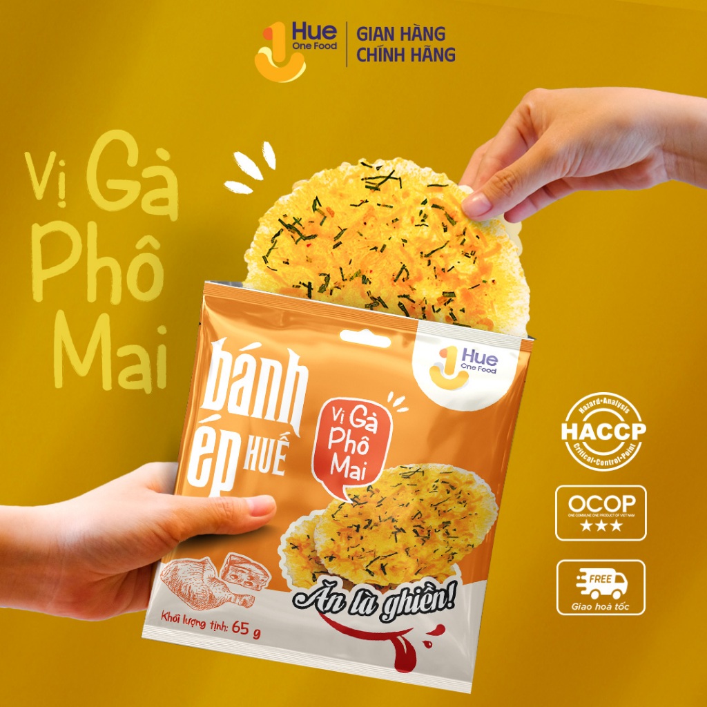 Bánh Ép Huế vị Gà Phô Mai gói 40g, Siêu Phẩm Giòn Tan, Đậm Vị Quê Hương
