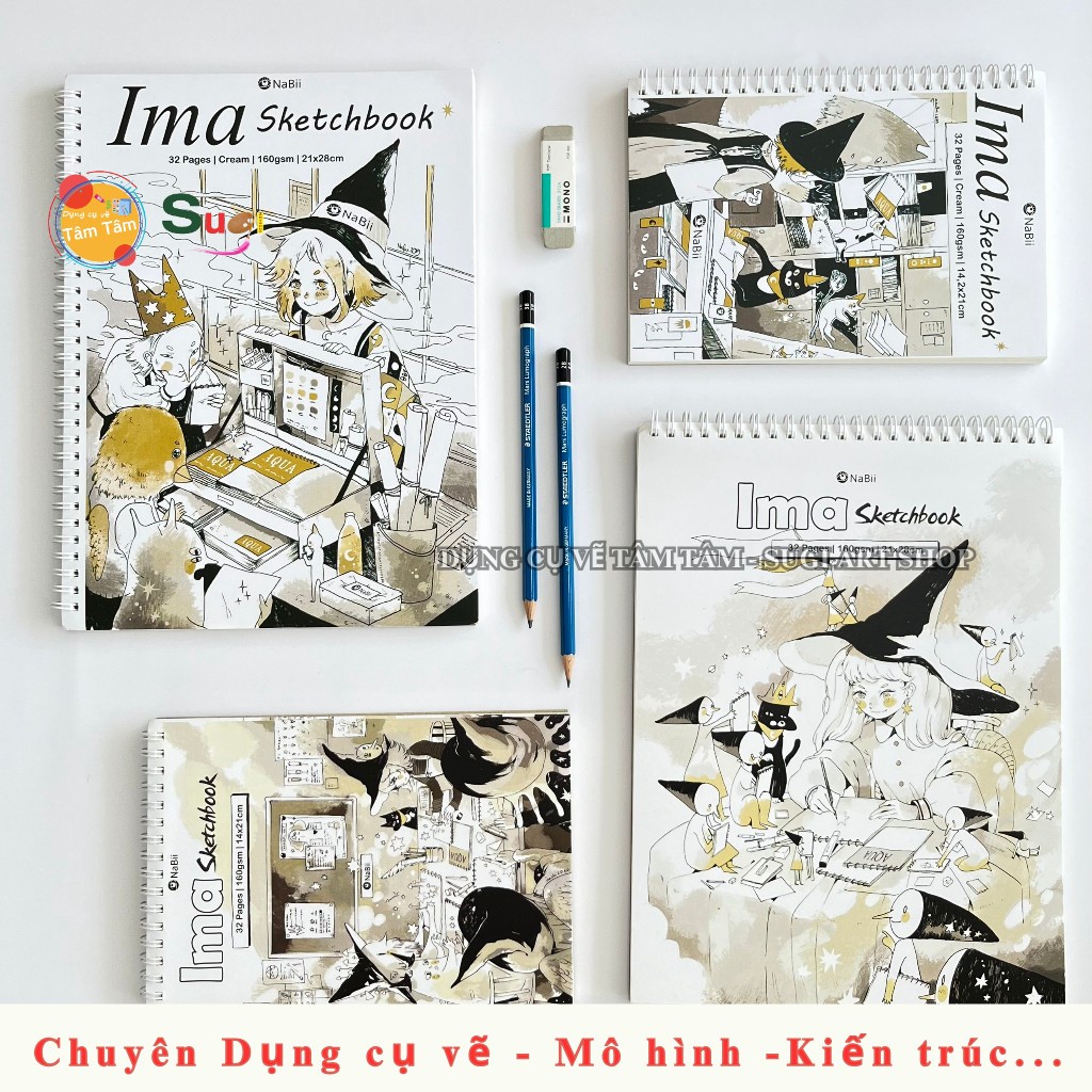 Sổ vẽ Sketchbook NaBii Ima/ Ima Sketchbook 160gsm 32 tờ A5/A4 [ Sugi art shop]