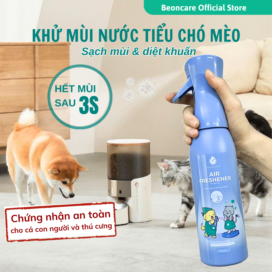 Xịt khử mùi nước tiểu chó mèo, khử mùi chậu cát Beoncare, 3s hết mùi, hỗ trợ pet đi vệ sinh đúng chỗ