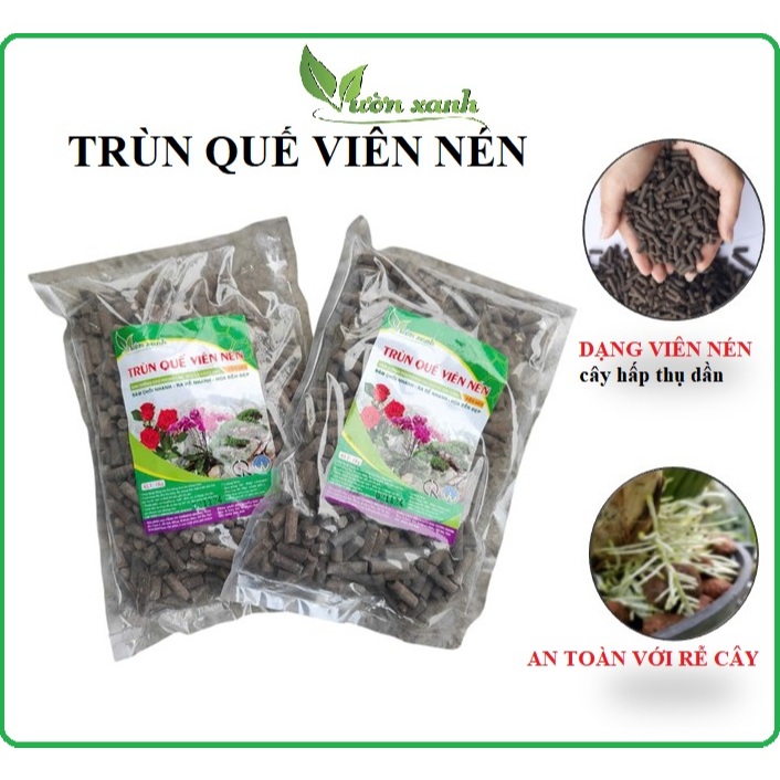 (AN TOÀN RỄ CÂY) Phân trùn quế viên nén 1kg bổ sung thêm Trichoderma phân giải xenlulo