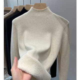   CÓ SẴN  Áo len lót lông cừu cao cấp siêu ấm Áo len dài tay giữ nhiệt cổ 3 phân mềm mại cho nữ ALDT109 