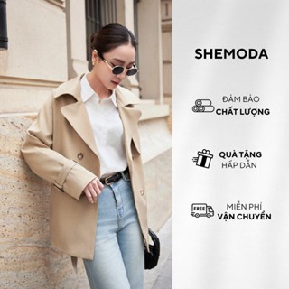 Áo Khoác Măng Tô Nữ Dáng Ngắn SHEMODA Mid Trenchcoat Kèm Đai Tôn Dáng