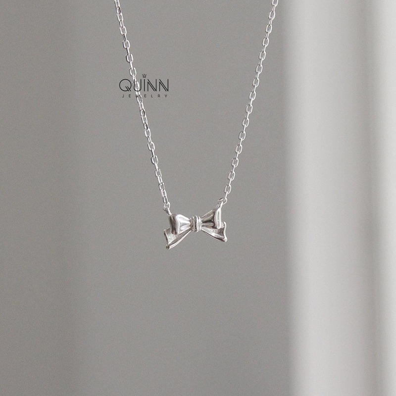 Dây chuyền nơ trơn bạc 925 xinh xắn Quinn Jewelry