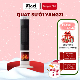 Quạt sưởi gốm MEXI đáng đứng có màn hình led ngọn lửa 2D công suất 2000W có chip tự ngắt an toàn