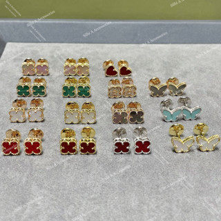 [SIEUCAP 1:1] Khuyên Tai Cỏ 4 Lá Bản mini 9mm, Hàng SC loại 1