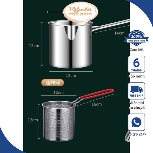 Nồi chiên ngập dầu kèm giá lọc; nồi trụng bún phở; inox 304 cao cấp; nấu được bếp gas, bếp từ