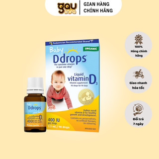 Vitamin D3 Baby Ddrops 400 IU 90 Giọt Canada Bổ Sung Canxi Hỗ Trợ Phát Triển Xương Cho Bé Từ 0 - 1Y