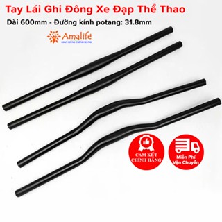 Ghi Đông Tay Lái Xe Đạp Thể Thao Địa Hình Hợp Kim Nhôm Thép Cao Cấp Loại Thẳng Cong Siêu Bền Hãng Amalife