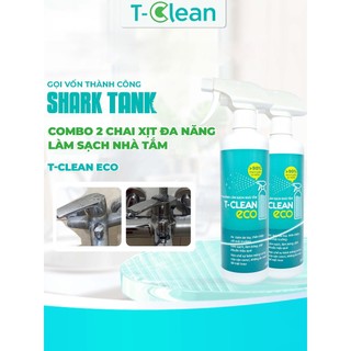  Bộ 3 chai xịt làm sạch nhà tắm T-Clean tẩy cặn canxi sen vòi inox bồn cầu gương kính. 