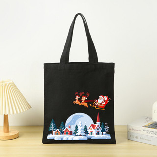 Túi tote in hình ông già Noel và người tuyết - Túi vải canvas có khoá kéo và túi phụ - We Tee TOTE06