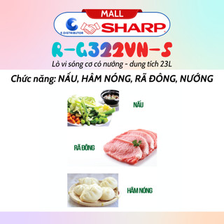[HỎA TỐC] Lò vi sóng có nướng Sharp R-G322VN-S - Dung tích 23L - Hàng chính hãng