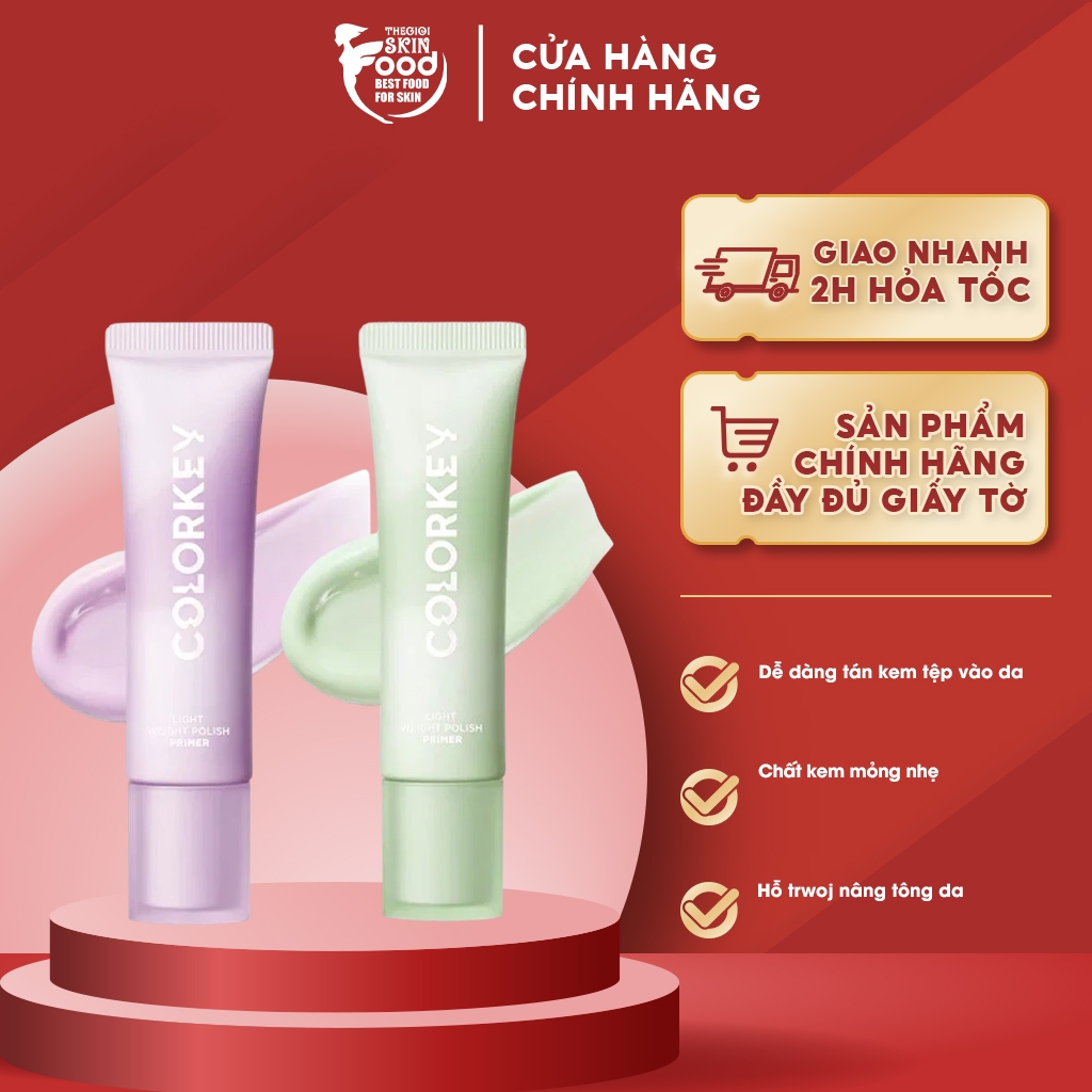 Kem Lót Trang Điểm Mỏng Nhẹ, Làm Đều Màu Da Colorkey Light Weight Polish Primer 30g