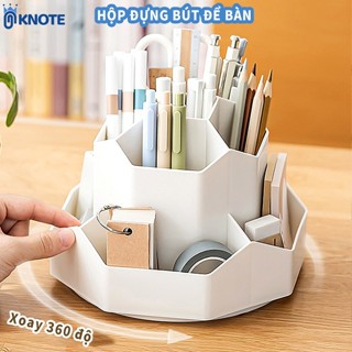 Hộp đựng bút để bàn KNOTE ống cắm viết xoay 360 độ 9 ngăn đa năng  sức chứa lớn màu sắc trang nhã