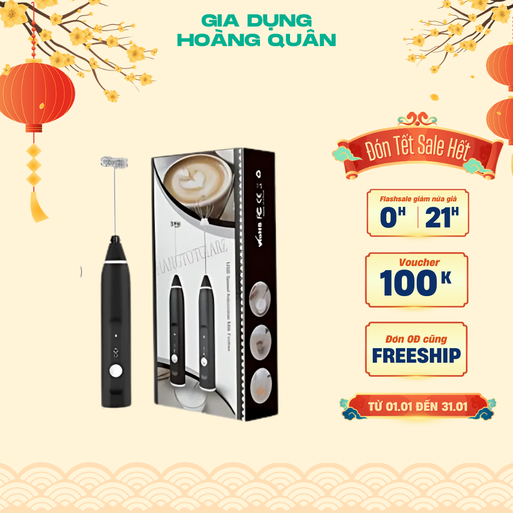 Máy Đánh Trứng, Đánh Sữa Và Tạo Bọt Cafe DIDOOGLT Cầm Tay Di Động, 3 Tốc Độ Sử Dụng Pin Sạc Cao Cấp ( Chính Hãng )