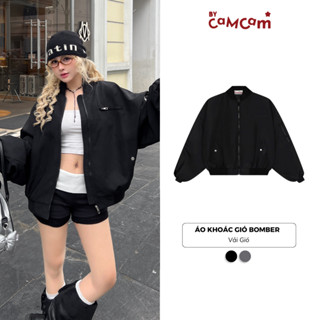 Áo Khoác Gió Bomber Basic Bycamcam Unisex Form Boxy Dày Dặn Tay Nhún Hip Hop