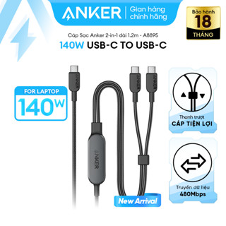 [Cáp CtoC] Cáp sạc nhanh Anker (2 trong 1) 140W USB-Type C to Type C, chất liệu Nylon Dù chống đứt gãy dài 1.2m- A8895