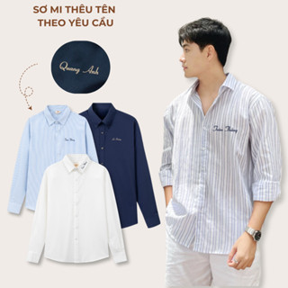 Áo Sơ Mi Nam Tay Dài LILA thêu tên theo yêu cầu vải Oxford dày dặn phong cách Hàn Quốc basic 3 màu quà tặng ý nghĩa