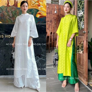  Áo dài cách tân nữ dáng suông áo dài chất liệu gấm tơ cao cấp cho các nàng thơ diện sự kiện đám cưới hỏi lễ tết đẹp 