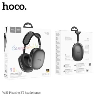 Tai nghe chụp tai Bluetooth V5.4 Hoco W55 phiên bản 90h có mic đàm thoại hỗ trợ khe cắm thẻ nhớ,cổng AUX, nghe nhạc