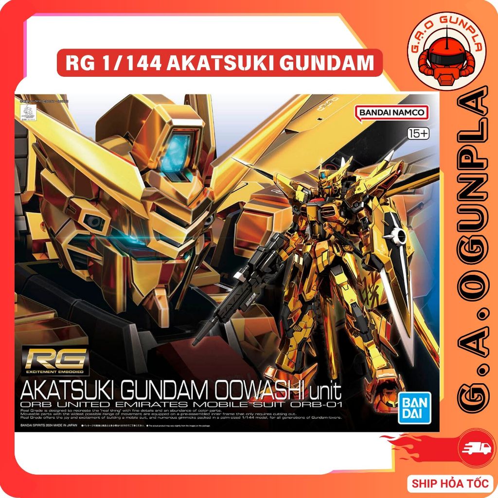 Mô hình lắp ráp Gundam bandai chính hãng RG 1/144 AKATSUKI GUNDAM OOWASHI unit