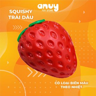  Squishy mochi hình trái dâu đỏ tươi có loại biến màubóp mềm đã tay 