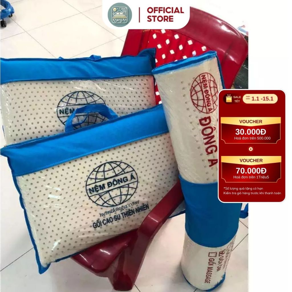 Ruột Gối Ôm cao su thiên - Gối Nằm cao su thiên nhiên Khang An Store kích thước gối nằm 50x70cm, gối ôm 35x100cm
