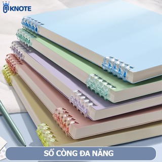 Sổ còng KNOTE vở lò xo tập ghi chép khổ a5 b5 nhỏ gọn giấy cao cấp màu pastel kẻ ngang 60 trang