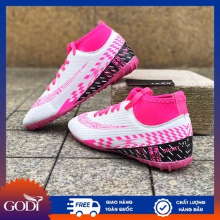  Giày đá bóng sân nhân tạo nam-nữ-trẻ em đẹp rẻ Giày đá banh cổ cao màu hồng có size nhỏ 36 số 37 cở 38 cổ chun đẹp 