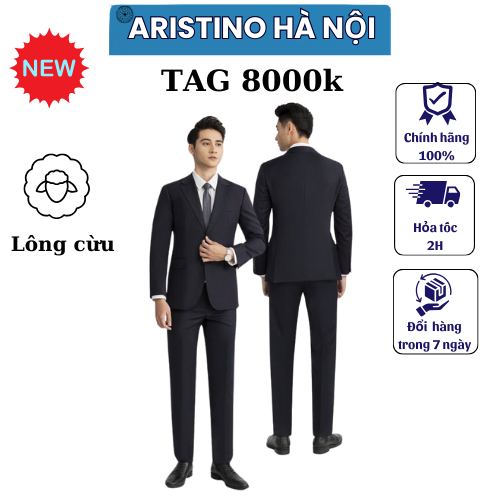 ( MẪU MỚI ) Bộ Suit nam Aristino  Business lông cừu mềm nhẹ sang trọng 1SU00402