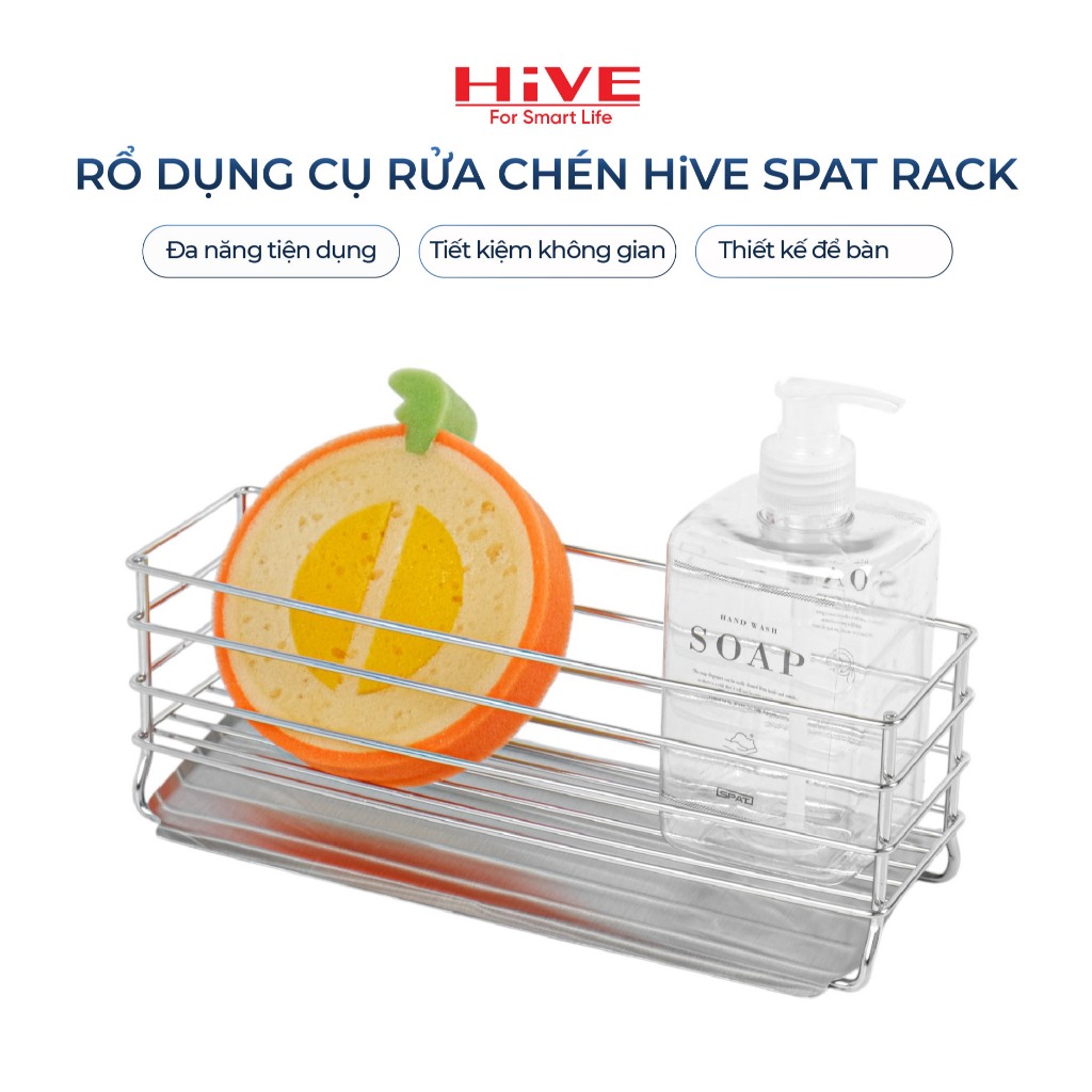 (Tặng hộp nhựa + khay inox) Kệ (Giá) đựng dụng cụ rửa chén inox 304 HiVE SPAT RACK