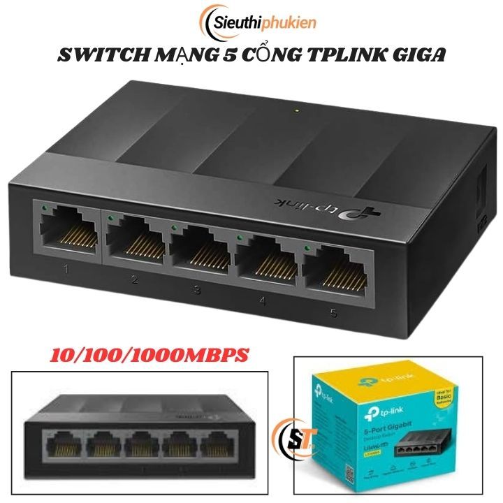 Thiết bị chia đường mạng 1 ra 4 cổng GIGA TP-Link, Switch chia mạng 5 cổng 10/100/1000mbps