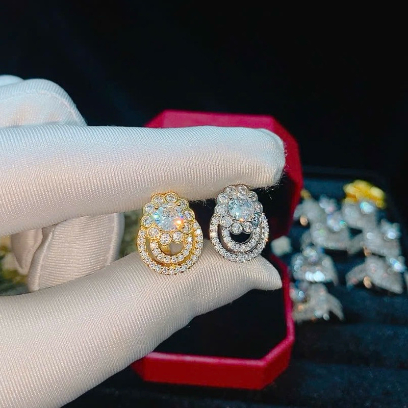 Bông tai kiểu Ý mạ vàng -bạch kim  Kim Xoàn Jewelry